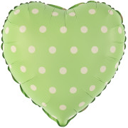 Шар (18''/46 см) Сердце, Кремовый горошек, Мятный, Сатин, 1 шт.