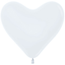 Шар (12''/30 см) Сердце, Белый (005), пастель, 12 шт.