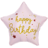 Шар (18''/46 см) Звезда, Happy Birthday (звездочки), Светло-розовый, Сатин, 1 шт. в уп.