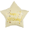 Шар (18''/46 см) Звезда, Happy Birthday (звездочки), Светло-розовый, Сатин, 1 шт. в уп.