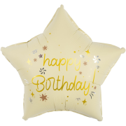 Шар (18''/46 см) Звезда, Happy Birthday (звездочки), Светло-розовый, Сатин, 1 шт. в уп.