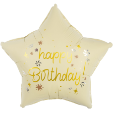 Шар (18''/46 см) Звезда, Happy Birthday (звездочки), Светло-розовый, Сатин, 1 шт. в уп.