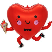 Шар (26''/66 см) Сердце, Влюбленный смайл, Красный, 1 шт.