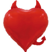 Шар (30''/76 см) Сердце, Чертенок, Красный, 1 шт. в уп.