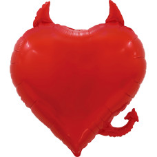 Шар (30''/76 см) Сердце, Чертенок, Красный, 1 шт. в уп.