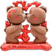 Шар 3D (59''/150 см) Фигура на подставке, Влюбленные мишки, 1 шт. в уп.