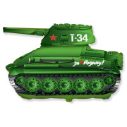 Шар (31''/79 см) Фигура, Танк Т-34, Зеленый, 1 шт.
