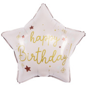 Шар (18''/46 см) Звезда, Happy Birthday (звездочки), Светло-розовый, Сатин, 1 шт. в уп. (цв.этик.)