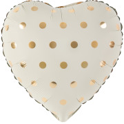 Шар (18''/46 см) Сердце, Золотой горошек, Кремовый, 1 шт.