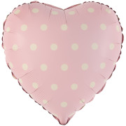 Шар (18''/46 см) Сердце, Кремовый горошек, Розовый, 1 шт.