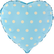 Шар (18''/46 см) Сердце, Кремовый горошек, Голубой, 1 шт.