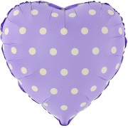 Шар (18''/46 см) Сердце, Кремовый горошек, Сиреневый, 1 шт.