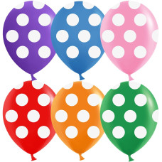 Шар (12''/30 см) Белые точки, Ассорти, пастель, 5 ст, 25 шт.