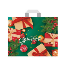 Пакет петлевой Новогодние подарки 58х50/65 мкм