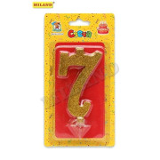 Свеча для торта Золотой глиттер (большая) Цифра 7 С-1899