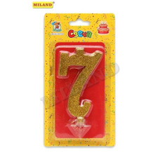 Свеча для торта Золотой глиттер (большая) Цифра 7 С-1899