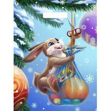 Пакет вырубной Зайка с подарками 40х31/60мкм