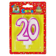 Свеча для торта. Значимые даты. Цифра 20, розовая