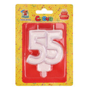 Свеча для торта. Значимые даты. Цифра 55, серебряная