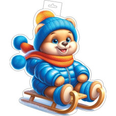 Плакат фигурный (мишка на санках)