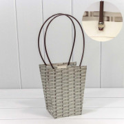 Пакет подарочный "Ваза для цветов" 20*17*12 "Плетёный" Серый 1/10 1/120