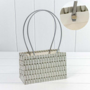 Пакет подарочный "Ваза для цветов" 22*13,5*10,5 "Плетёный" Серый 1/10 1/120