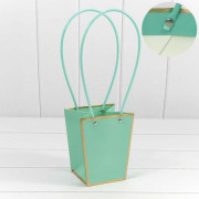 Пакет подарочный "Ваза для цветов" 15,5*13*9,5 с золотой рамкой Тиффани 1/10 1/150