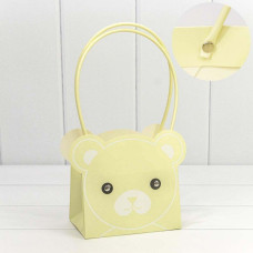 Пакет подарочный "Ваза для цветов" 14,5*10*14,5 "Мишка" Бежевый 1/10 1/150