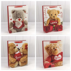 Пакет подарочный "Мишки с сердцами" (микс) 32*45*11 1/20 1/120