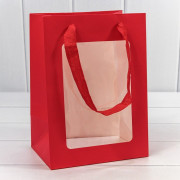 Пакет подарочный с окошком Красный 18*25*13 210г 1/20 1/360