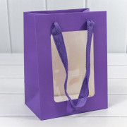 Пакет подарочный с окошком Сиреневый 15*20*10 210г 1/20 1/480