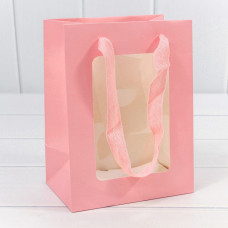 Пакет подарочный с окошком Розовый 15*20*10 210г 1/10 1/480
