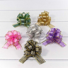 Бант-шар 3 см "Граффити" с органзой и золотой полосой (микс) 1/50 1/3000