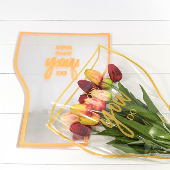 Пакет "Конус для цветов" 36*20*45 (30 шт.) Жёлтая рамка 1/100