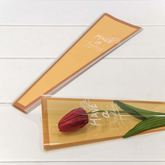 Пакет "Конус для цветов" 12,5*4*40 (30 шт.) Коричневая рамка 1/200