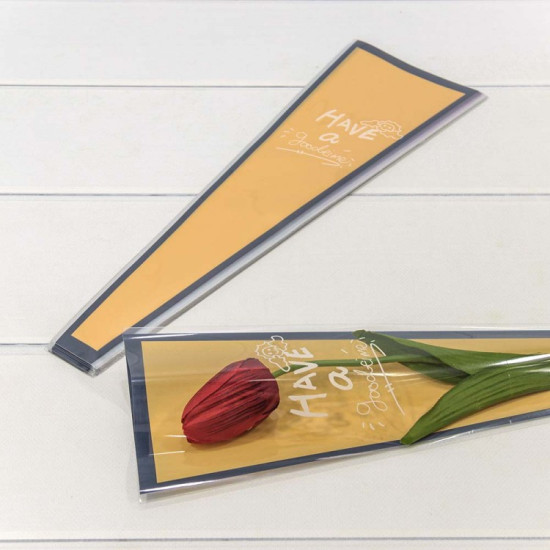 Пакет "Конус для цветов" 12,5*4*40 (30 шт.) Синяя рамка 1/200