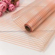 Плёнка 0,58*10м 275г глянцевая в полоску 50мкм Бледно-оранжевый 1/30