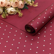 Плёнка 0,58*10м матовая "Мелкий горошек" 65мкм Винно-красный 1/30