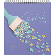 096813 Скетчбуки 40 А5 Гребень S Цветочки(бумага офсет 120 г/кв.м)  стандарт 4+1+УФ Твин (40, 2)