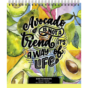 097750 Скетчбук 60 А5 Гребень S Яркий Авокадо (бумага офсет 120 г/кв.м)  Премиум 4+4+Ламинация (Софт тач)+УФ выбороч (30, 5)