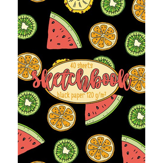 097774 Скетчбук 40 А6 Гребень S Коктейль (бумага чёрная 120 г/кв.м )  Премиум Фольга+4+0+УФ Твин (60, 5)