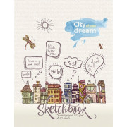 097842 Скетчбук 60 А6 Гребень S Город мечты (бумага офсет 120 г/кв.м)  Премиум Фольга+4+0+Твин лак (40, 5)