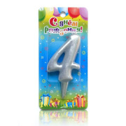 Свеча тортовая цифра "Универсальная. Серебряная" 4 /1 шт/