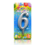 Свеча тортовая цифра "Универсальная. Серебряная" 6 /1 шт/