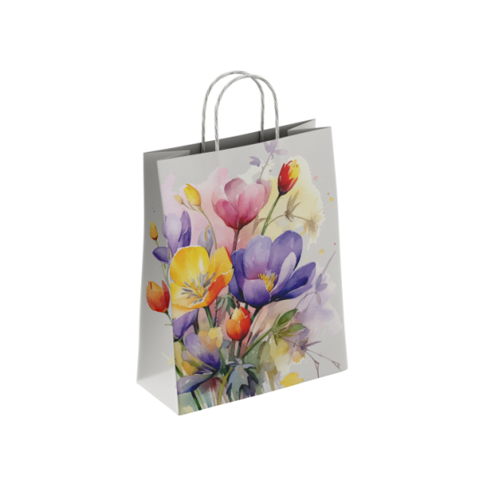 Пакет бумажный 100 г/м2 крученые ручки 350*260*150 Крокусы (250, 0)