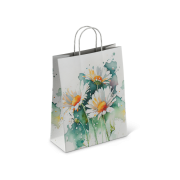 Пакет бумажный 100 г/м2 крученые ручки 450*350*150 Ромашки (250, 0)
