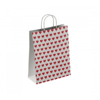 Пакет бумажный 100 г/м2  крученые ручки 250*220*120 Сердца (100, 0)
