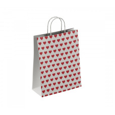 Пакет бумажный 100 г/м2  крученые ручки 250*220*120 Сердца (100, 0)