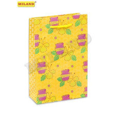 Пакет подарочный, ламинированный. 13*18*6.5 см  Бочонки меда