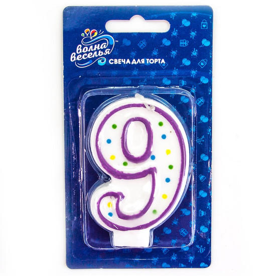 Свеча Цифра, 9 Классика, 6 см, 1 шт.